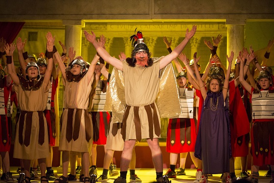 Outnumbered. Ben (Daniel Roche) in Spartacus the Musical - Image Credit: BBC/Hat Trick/Colin Hutton