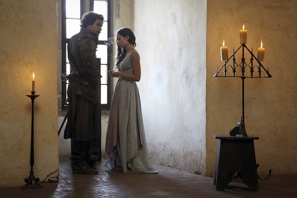 Aramis (SANTIAGO CABRERA) with Queen Anne (ALEXANDRA DOWLING) in Episode 9 of The Musketeers BBC series - Image Credit: BBC/Dusan Martincek