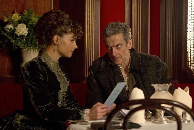 Clara (JENNA COLEMAN) with The Doctor (PETER CAPALDI) - Image Credit: BBC/Adrian Rogers
