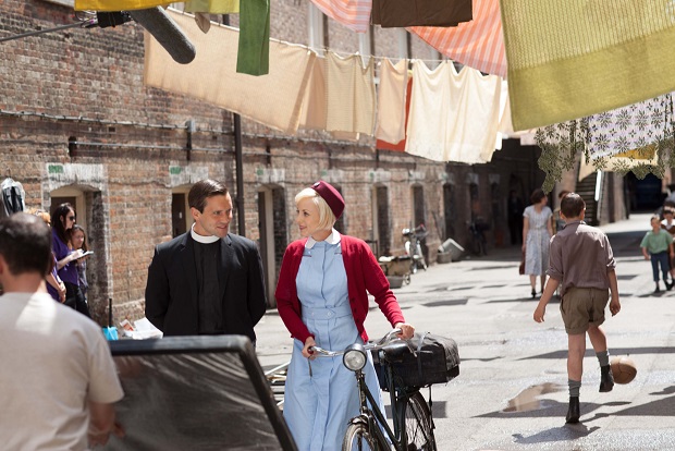 On set during filming for the 2015 series of Call The Midwife - Image Credit: BBC/Neil Street Productions/Laurence Cendrowicz
