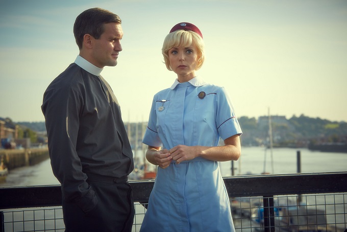 Tom Hereward (Jack Ashton) with Nurse Trixie Franklin (HELEN GEORGE) - Image Credit: BBC/Neal Street Productions/Lawrence Cendrowicz