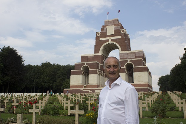 Tony Robinson's World War 1 - Picture shows: Tony Robinson at the Thiepval Memorial, Northern France. - Discovery Networks