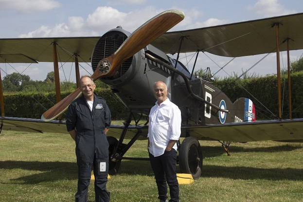 Tony Robinson's World War 1 - Picture shows: Tony Robinson & pilot, Shuttleworth Museum. - Discovery Networks